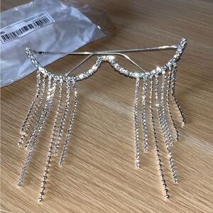 Silver Rhinestone Fringe Sunglasses